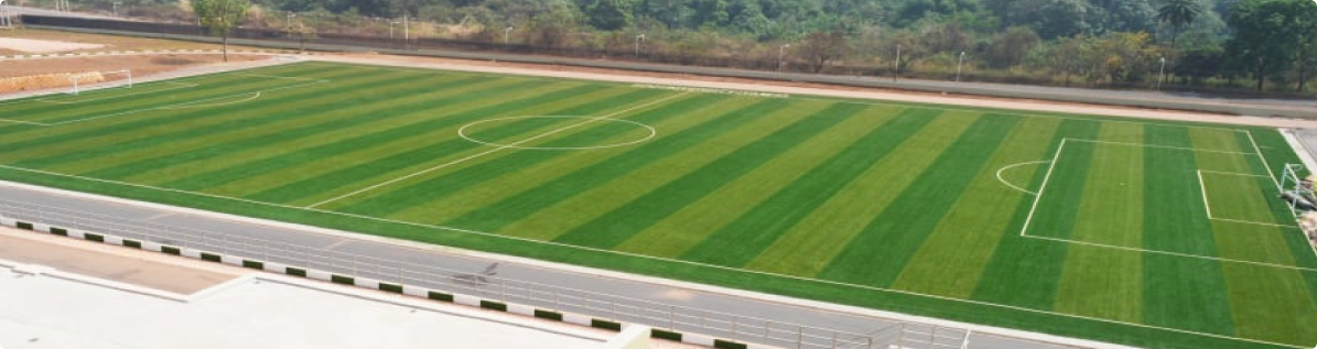 a wide picture of the school's football pitch